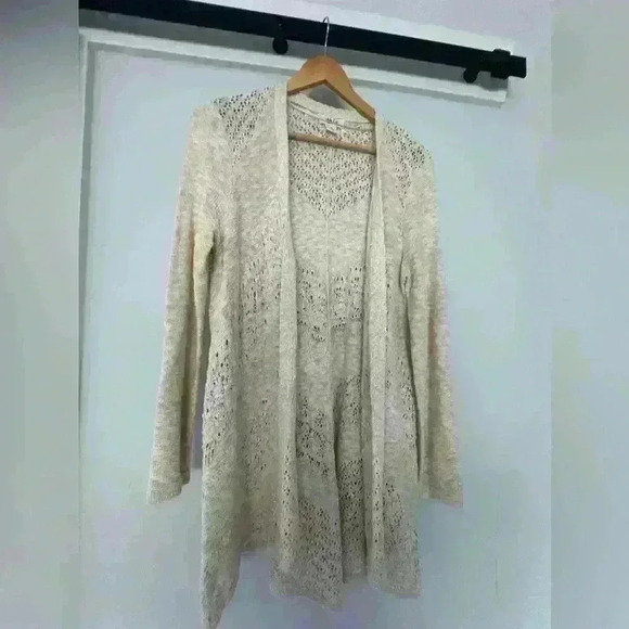 Style & Co‎ Natural Heather Ivory Open-Front Cardigan M - Picture 4 of 5